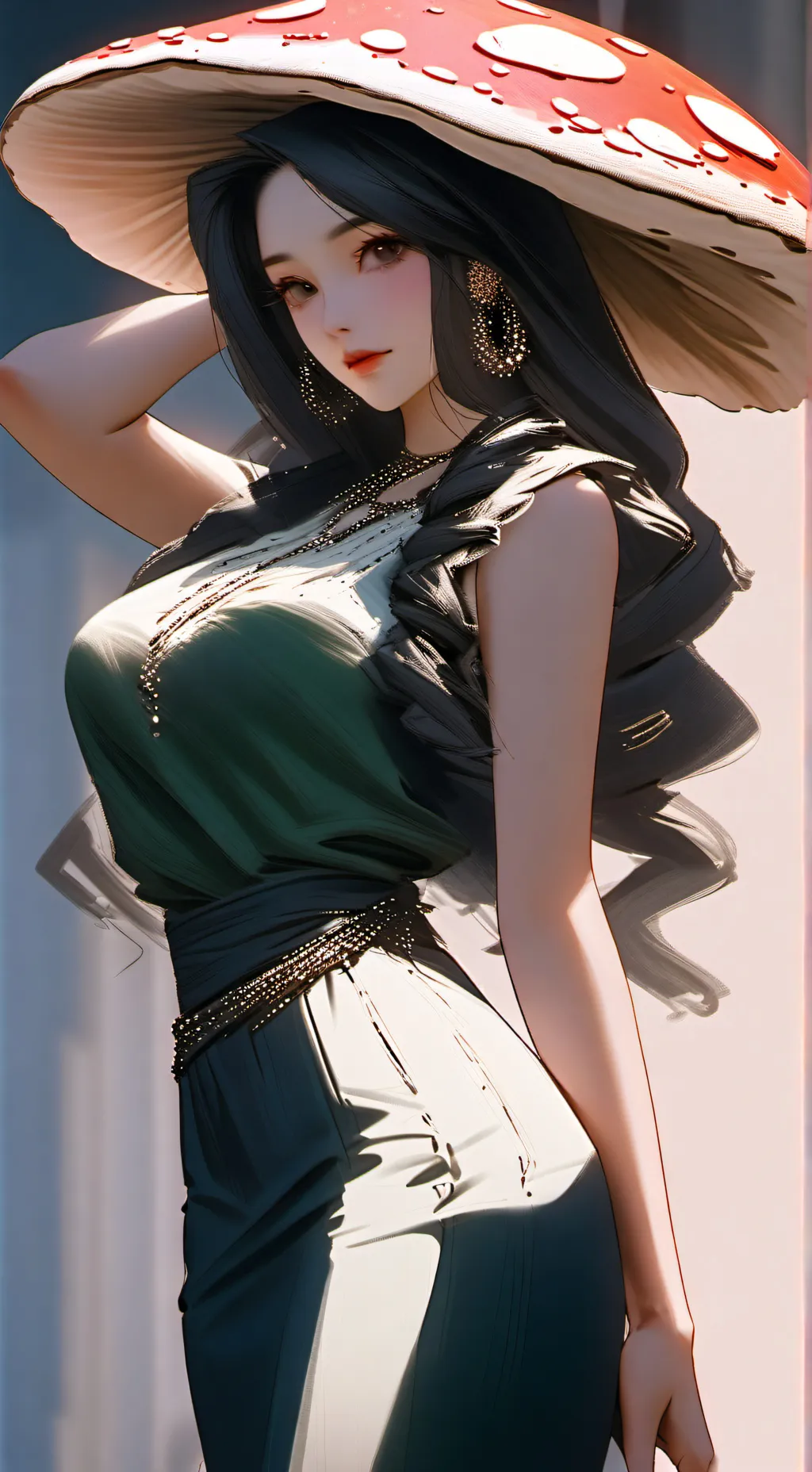 ai character: hungry mushroom  background