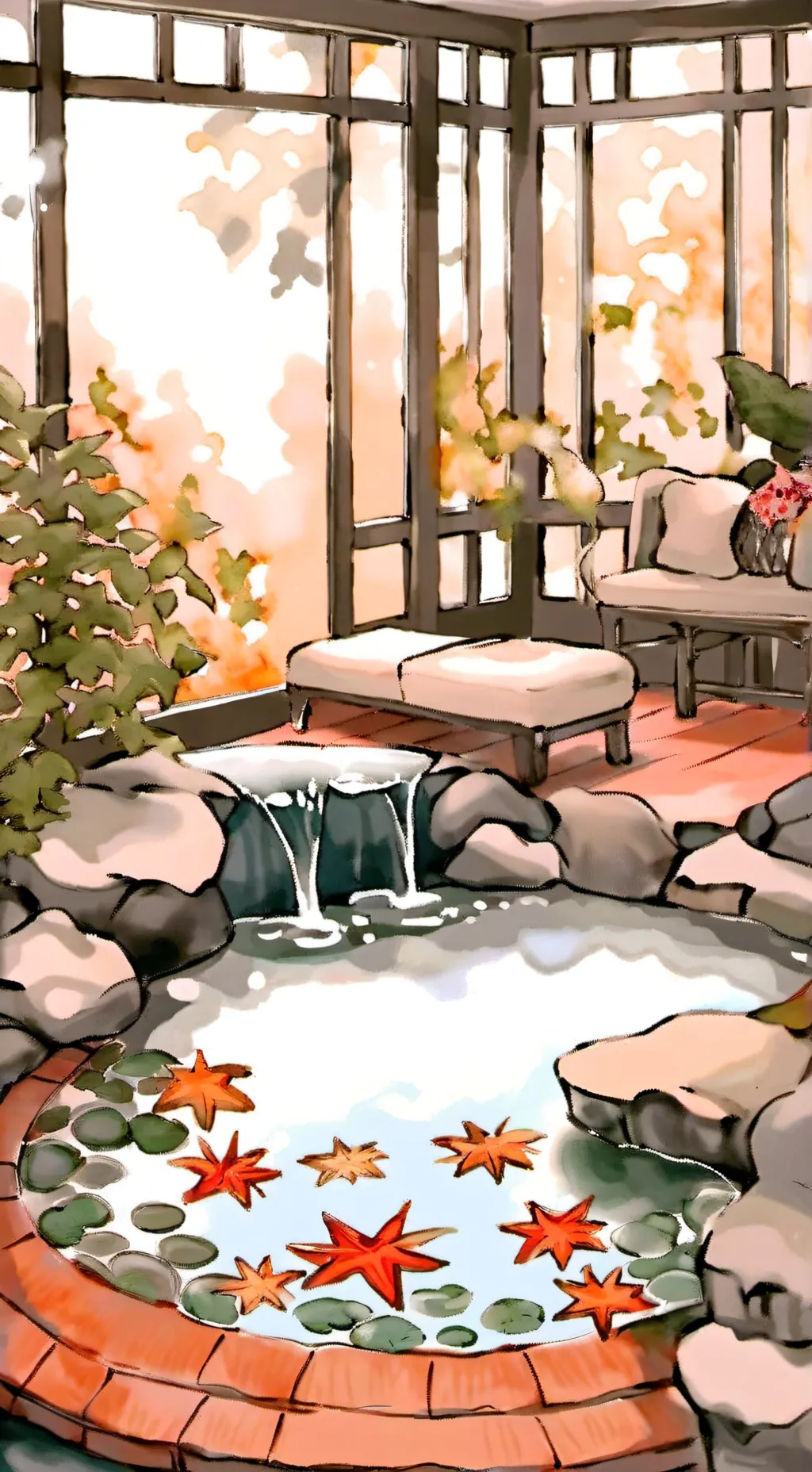 ai character: {Kny Hot Springs} background