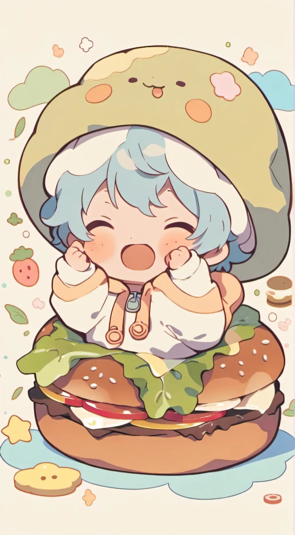 ai character: burger baby background