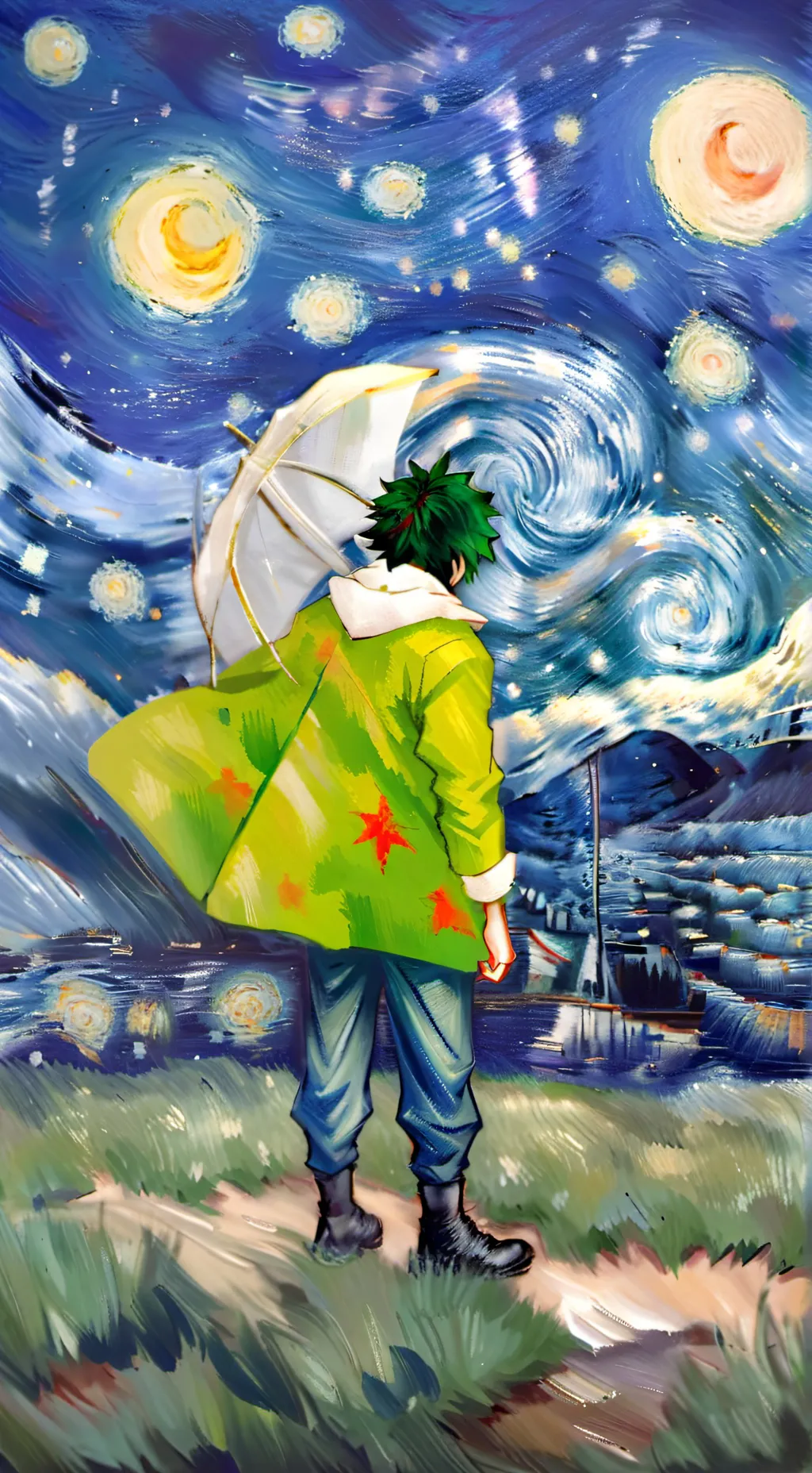 ai character: deku depressed  background