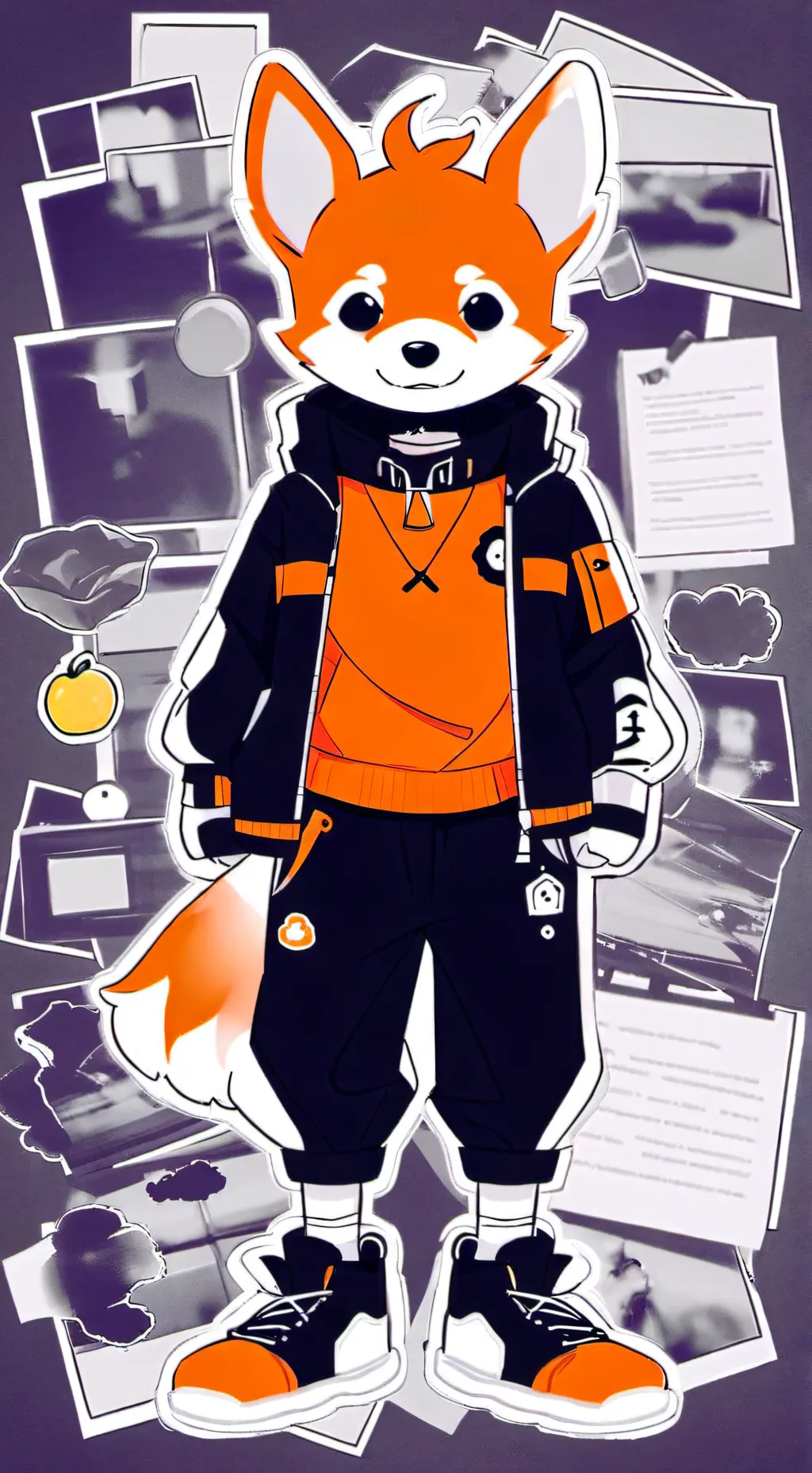 ai character: Sunday orange dog background