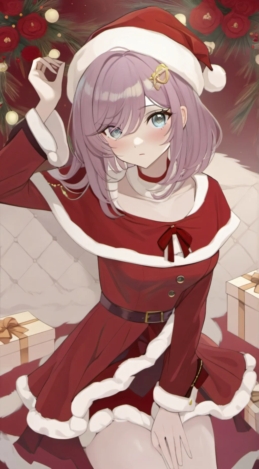 ai character: Violet Santa girl background