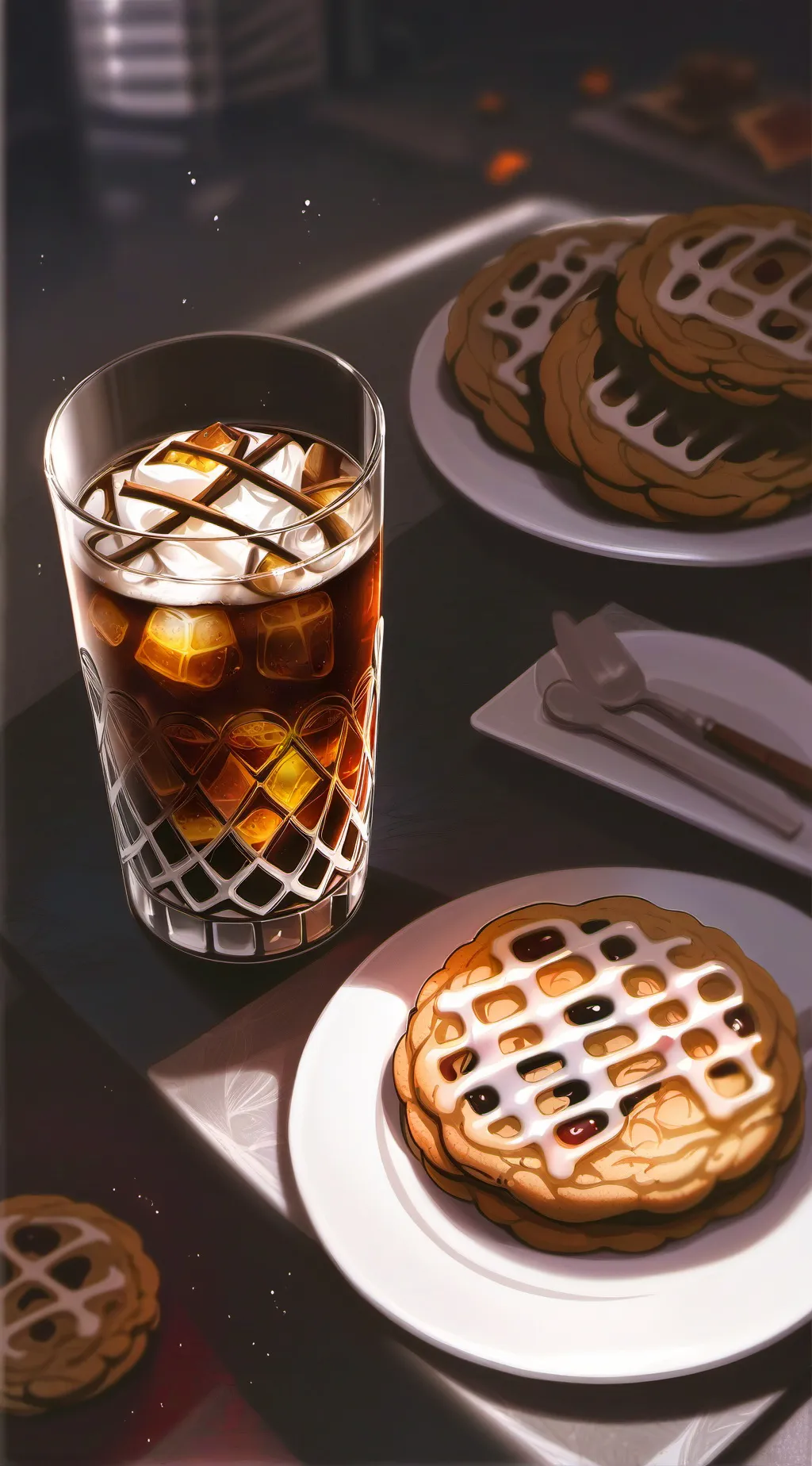 ai character: Cream soda cookie background