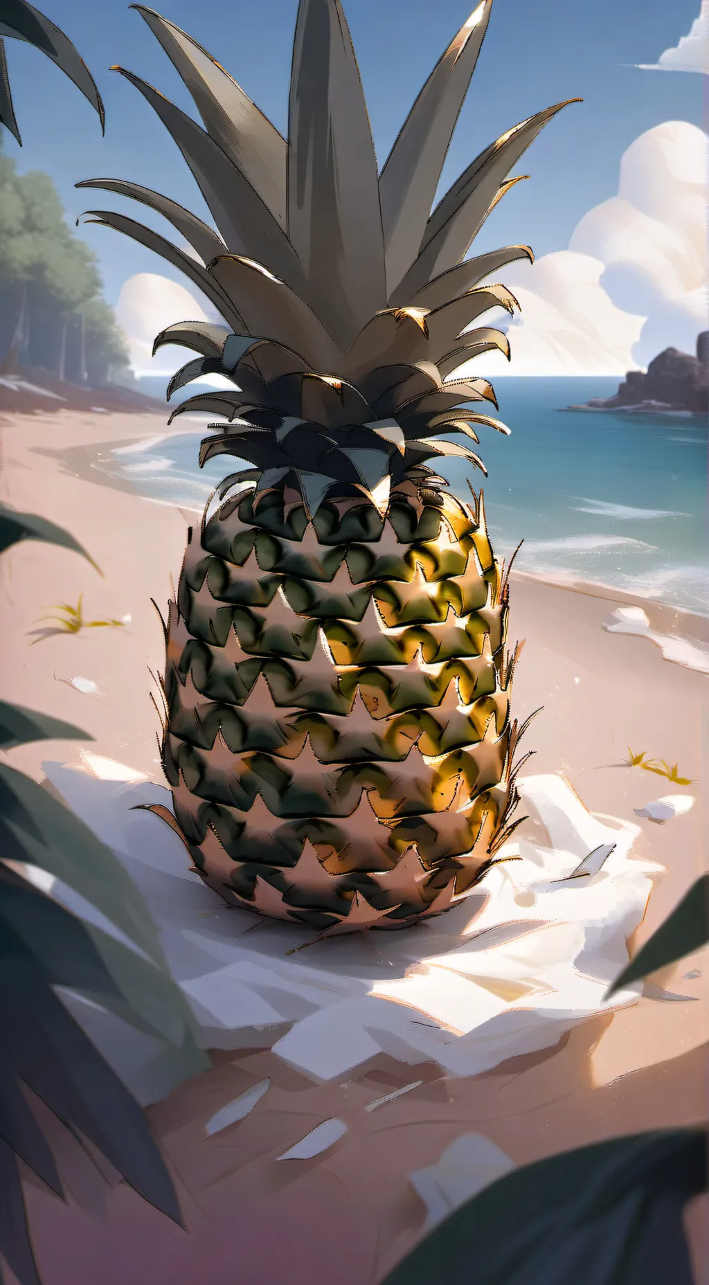 ai character: pineapple background