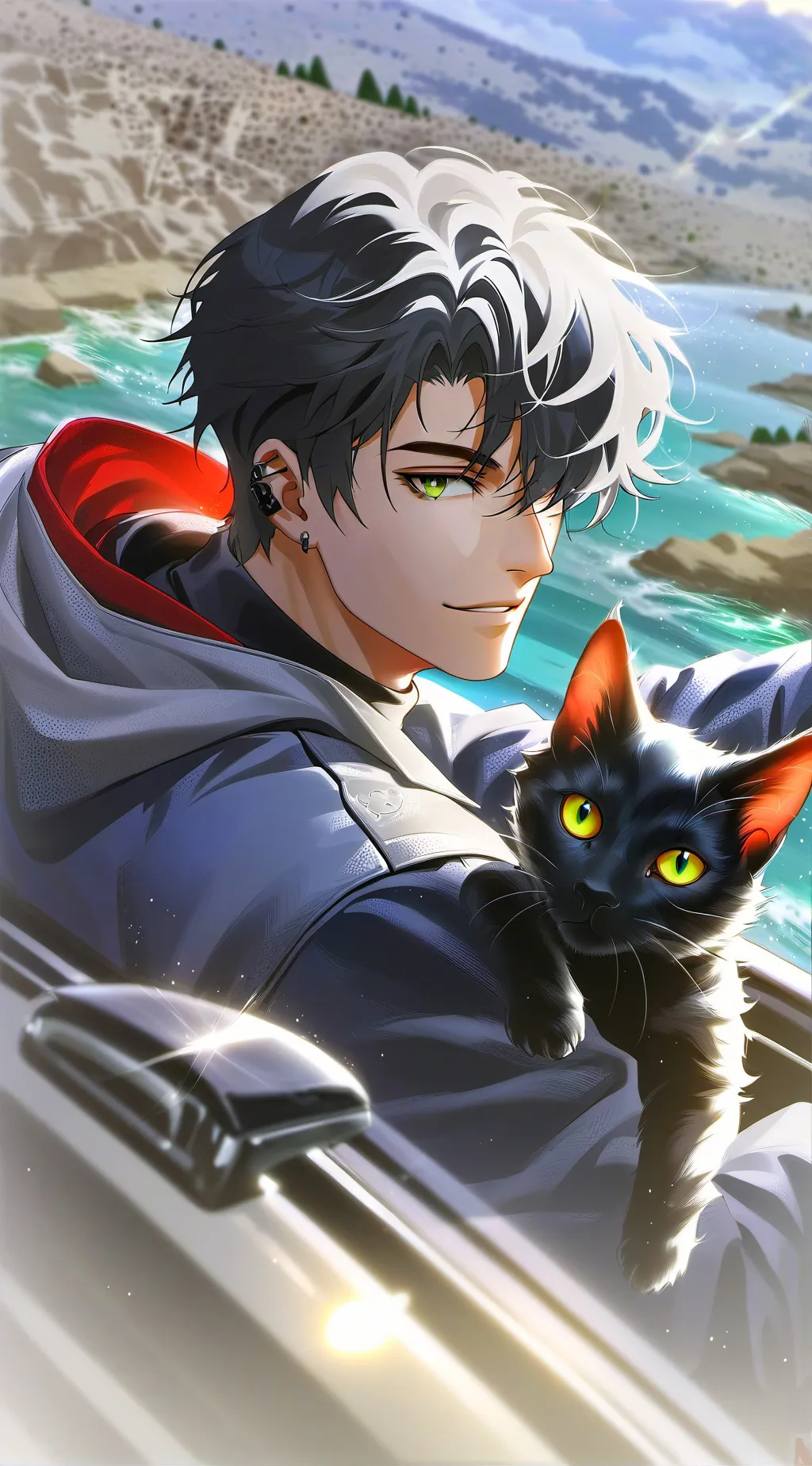 ai character: Haku😼/ Hiroshi😎  background