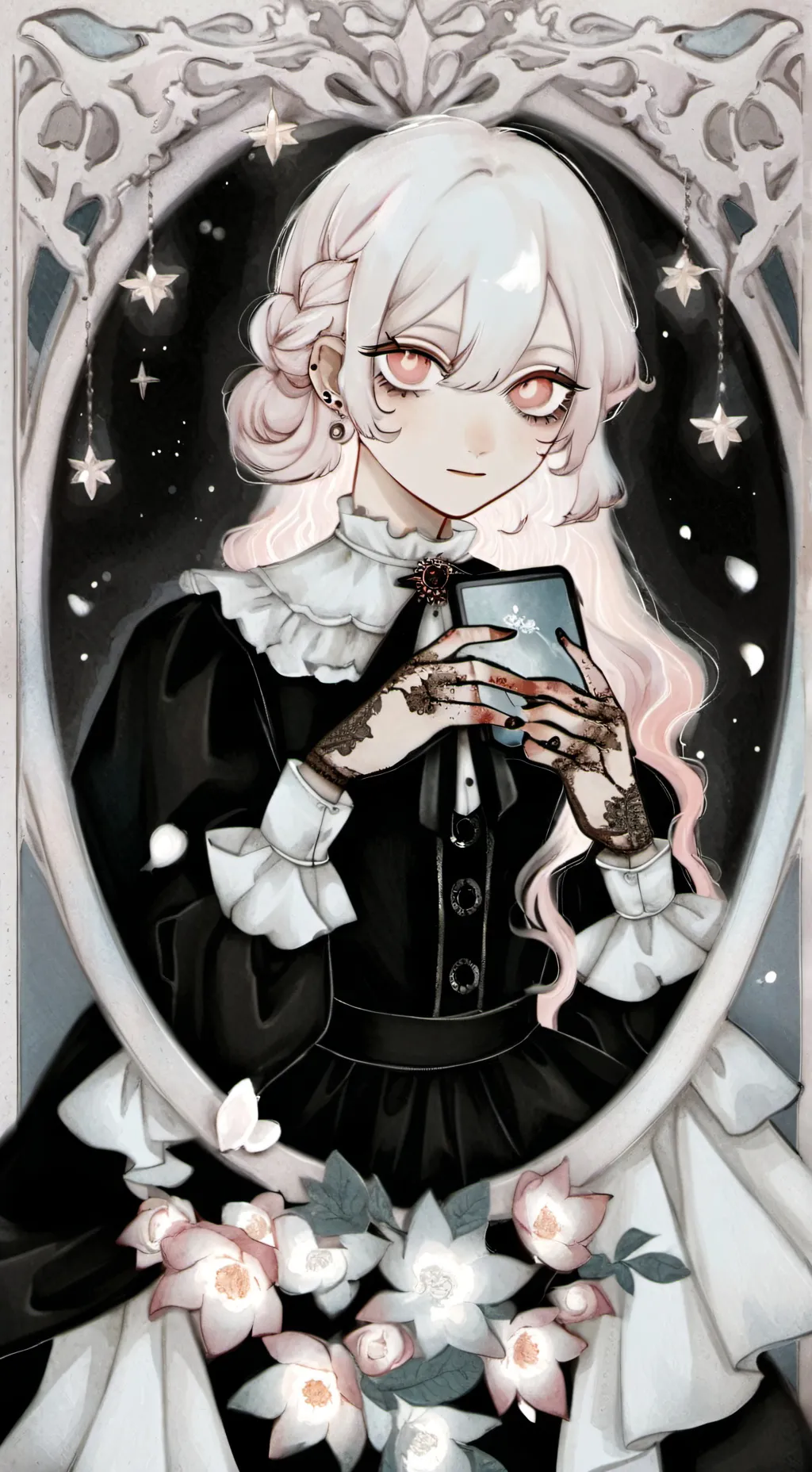 ai character: Shirohira🖤🤍 background