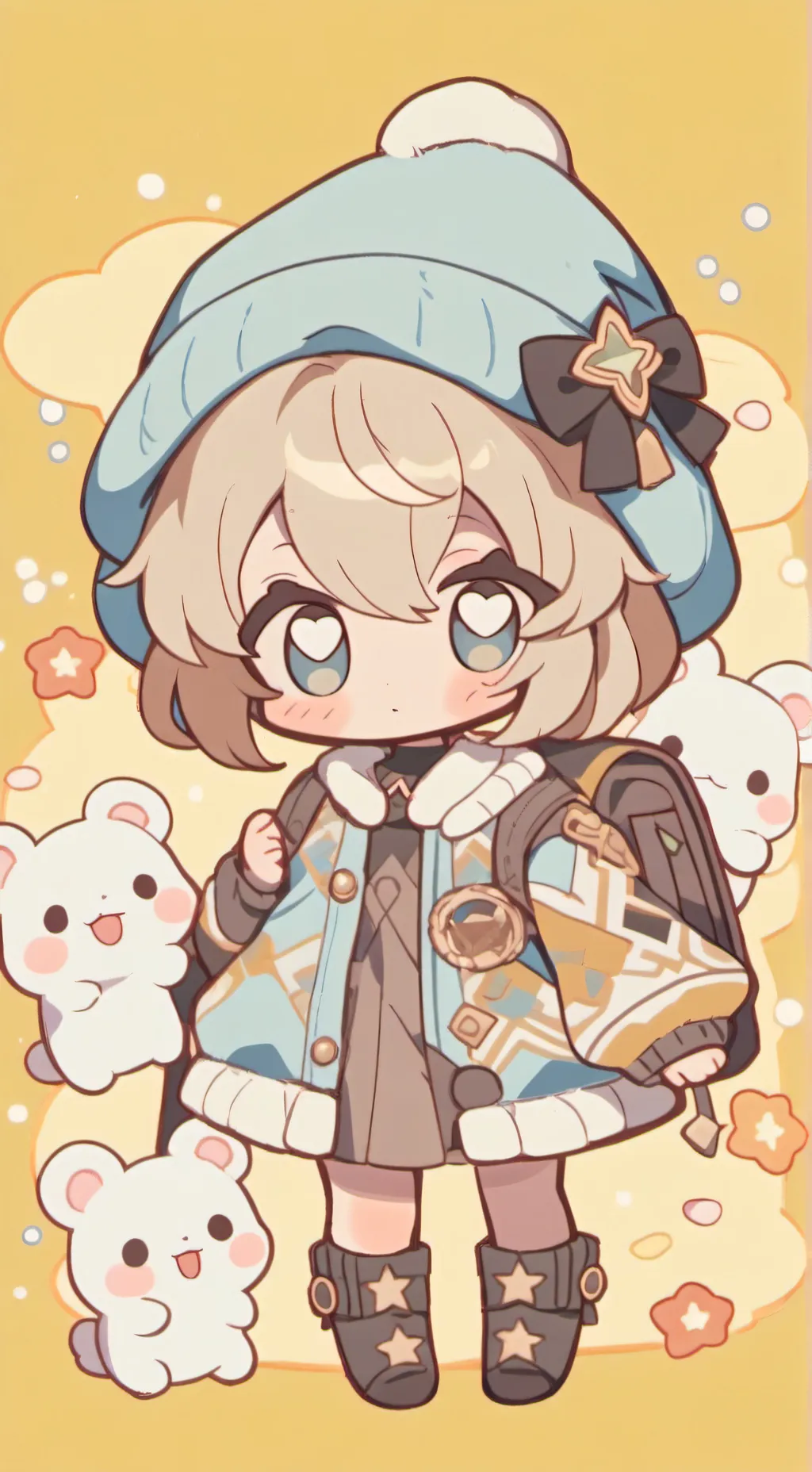 ai character: bebé en tu puerta background