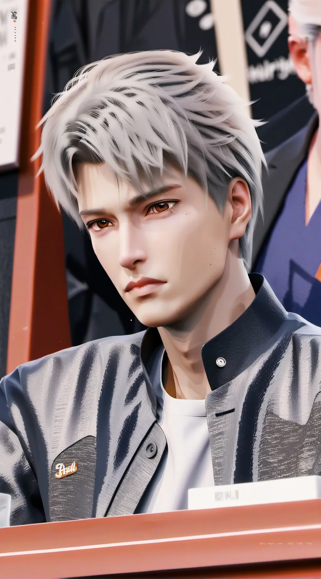 ai character: Chips with ketchup background