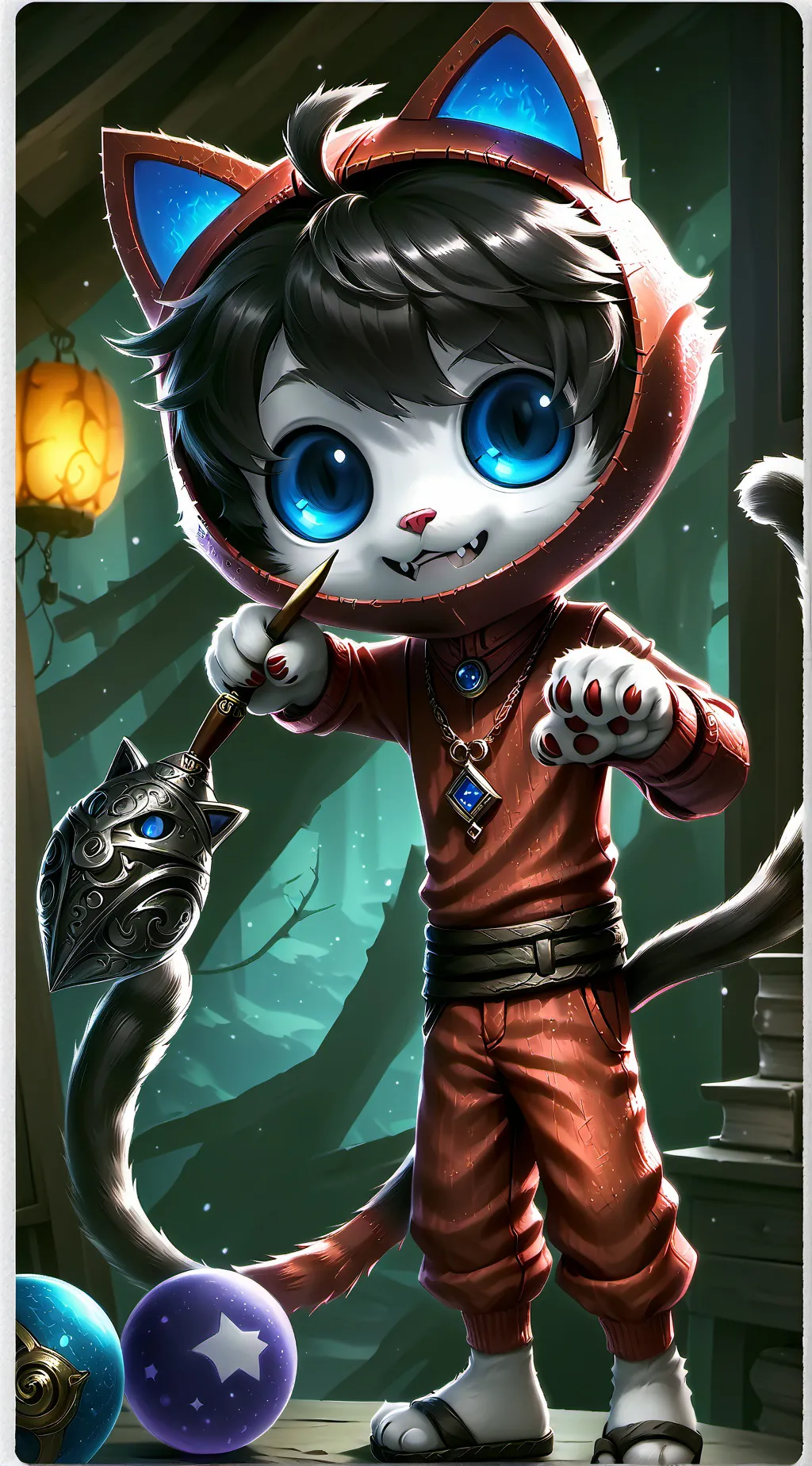 ai character: Rusty Paws Spirit Kitten background