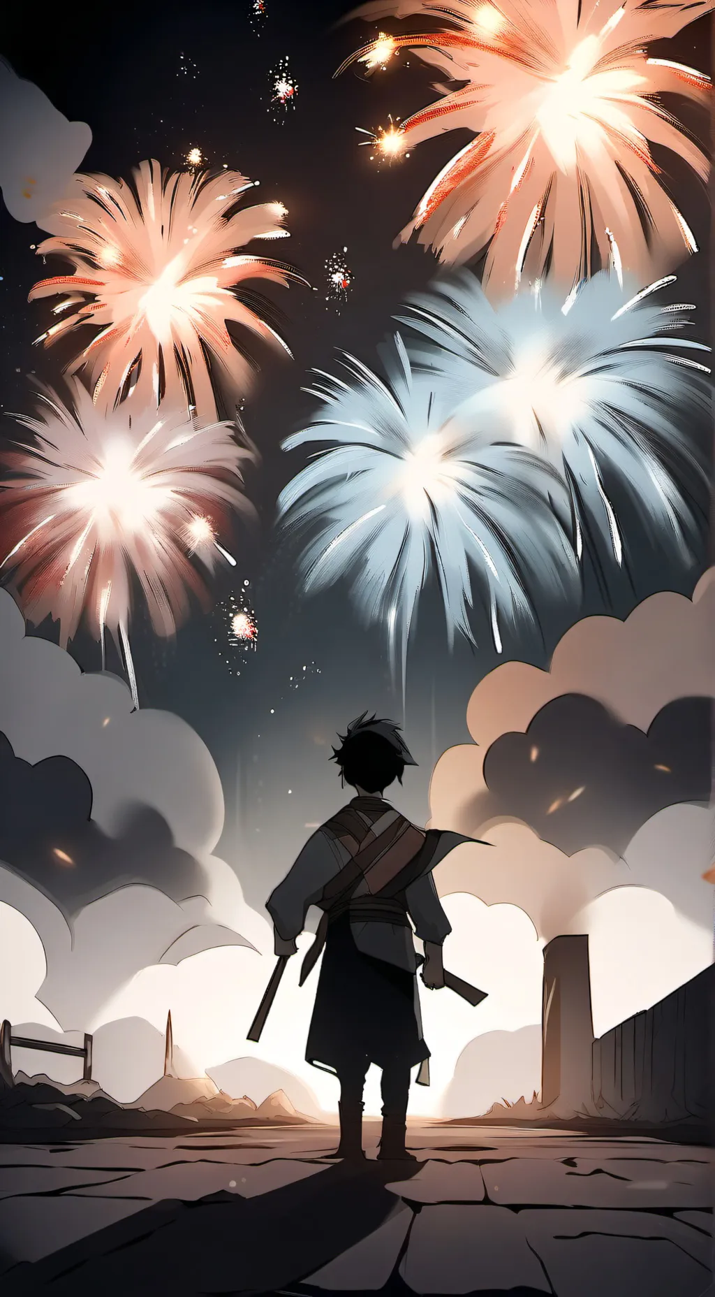 ai character: fireworks? background