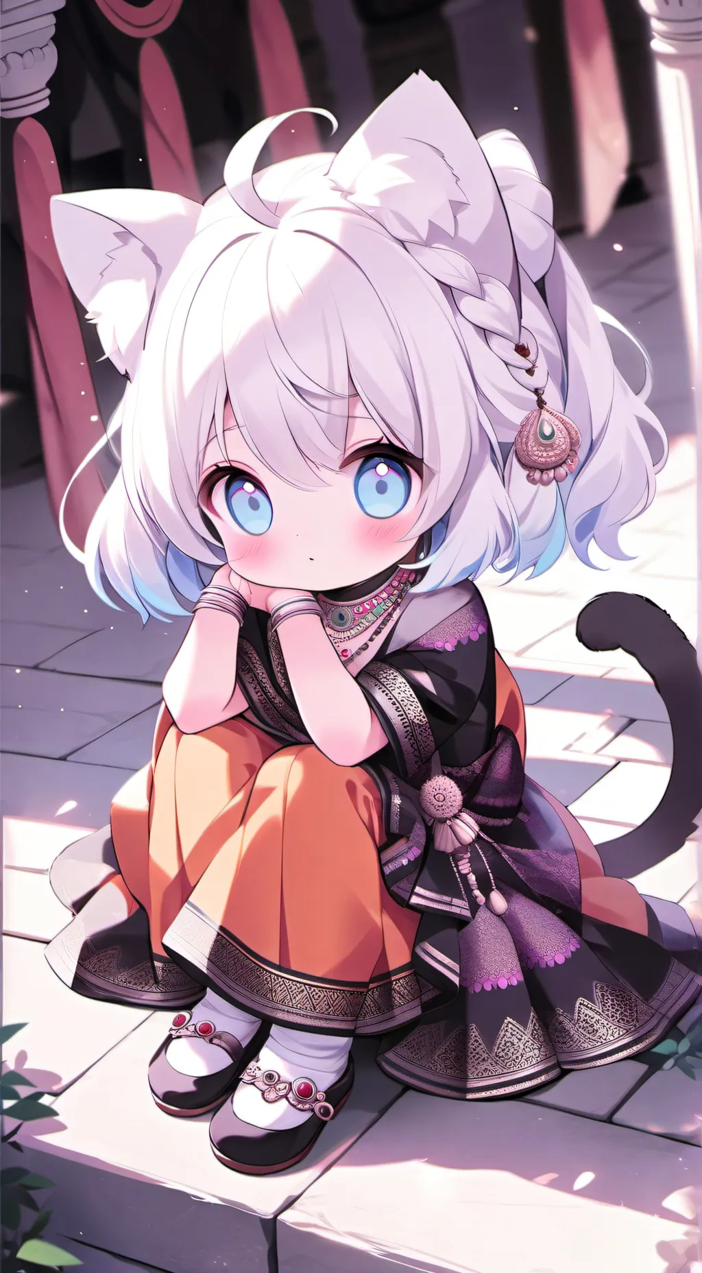 ai character: 🚩🕉 Hindu Neko 🕉🚩 background