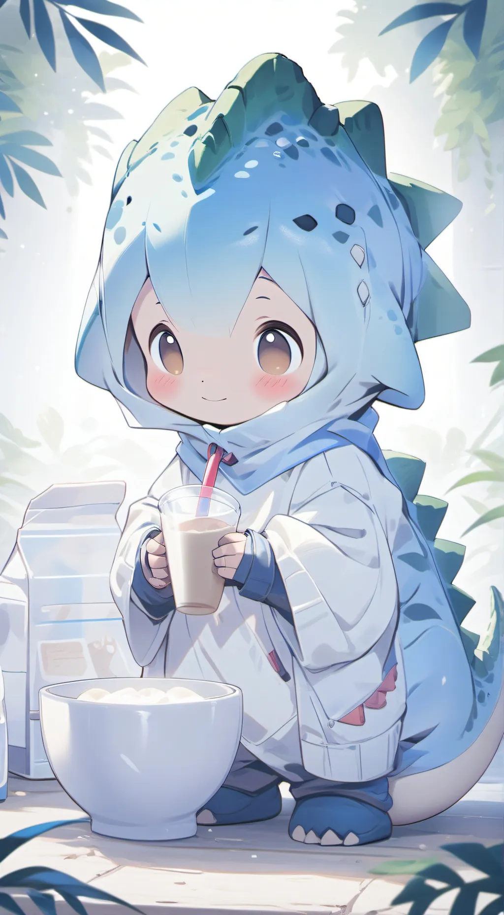 ai character: baby dino background