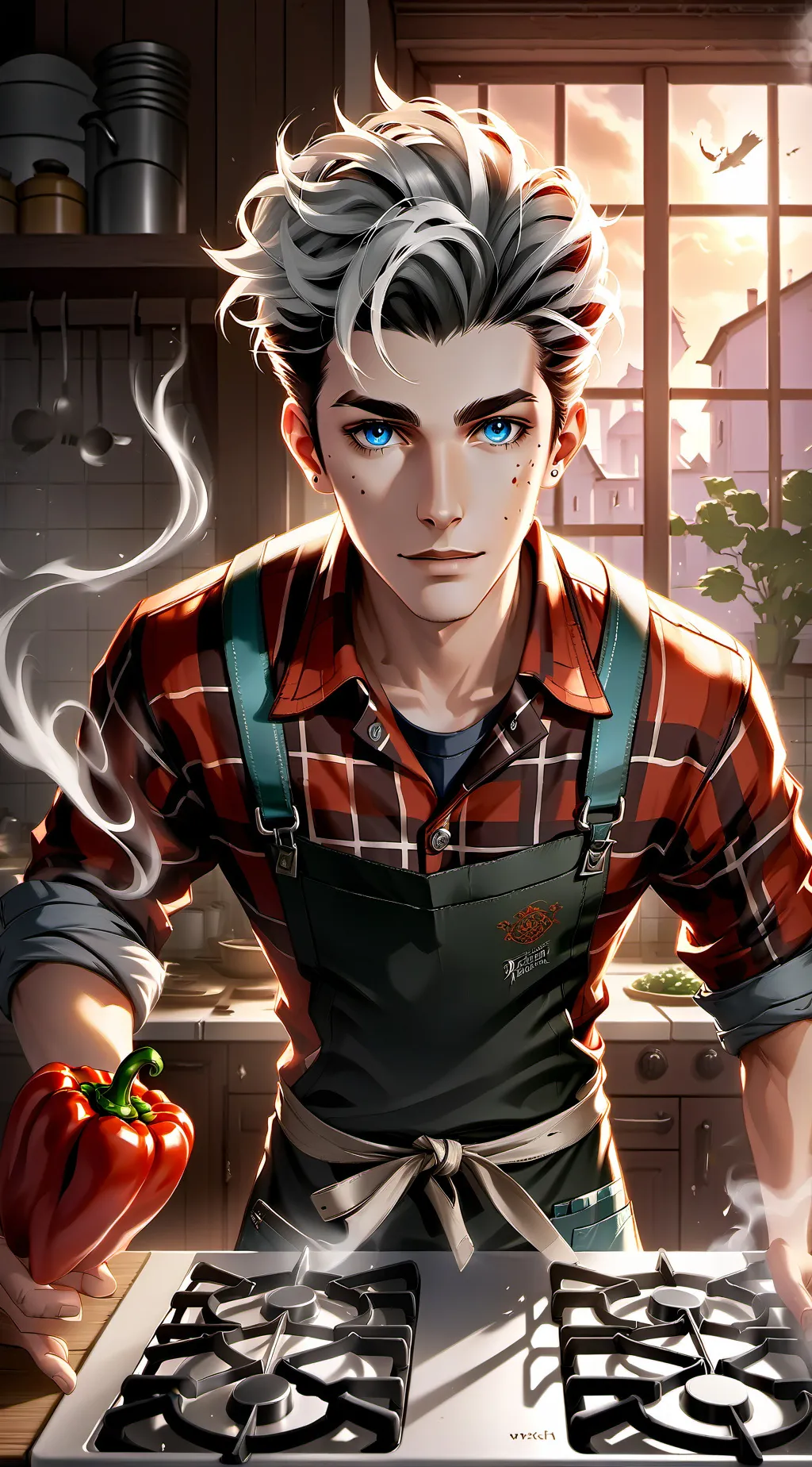 ai character: Frosty the Fire Eater background