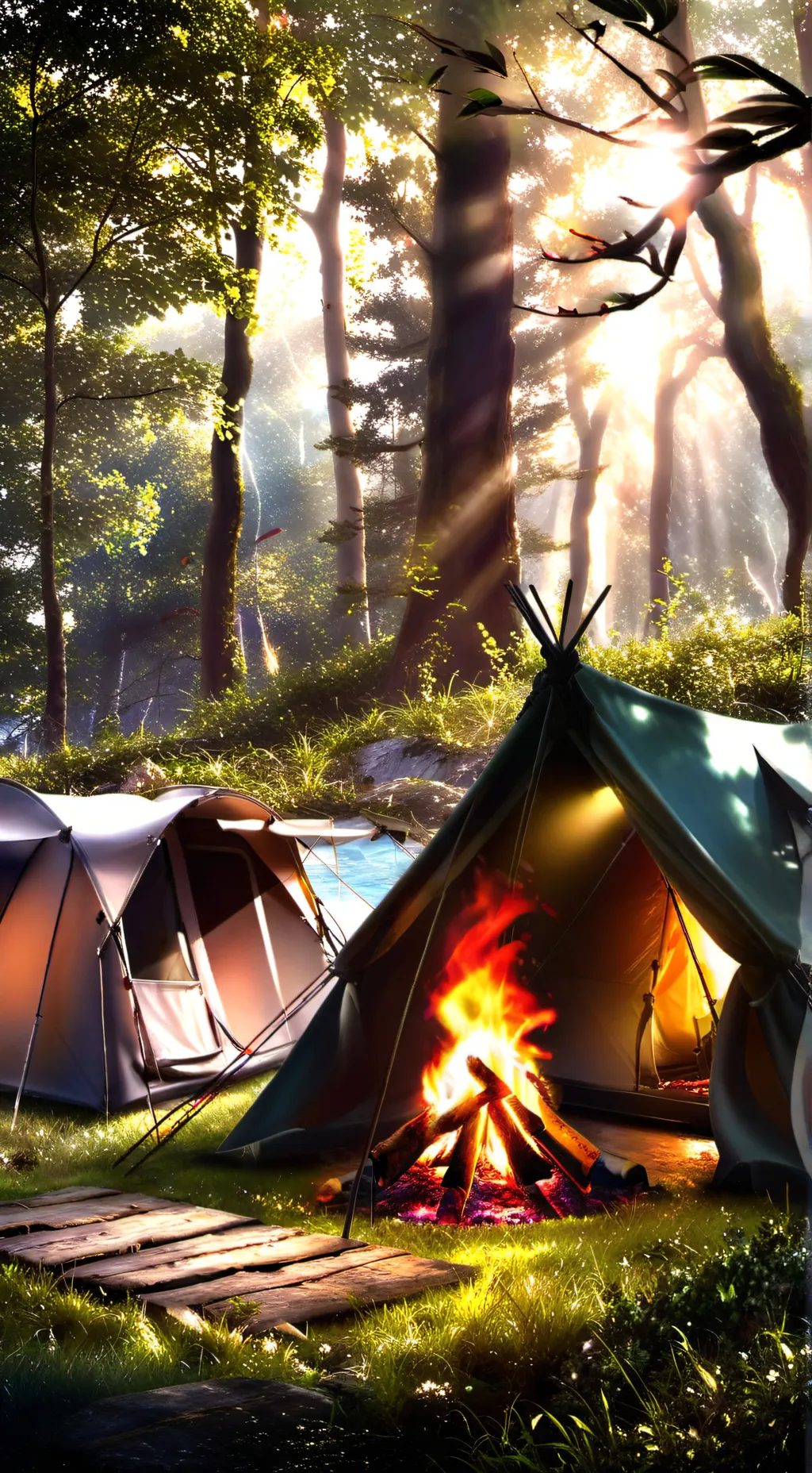 ai character: A Camping trip background