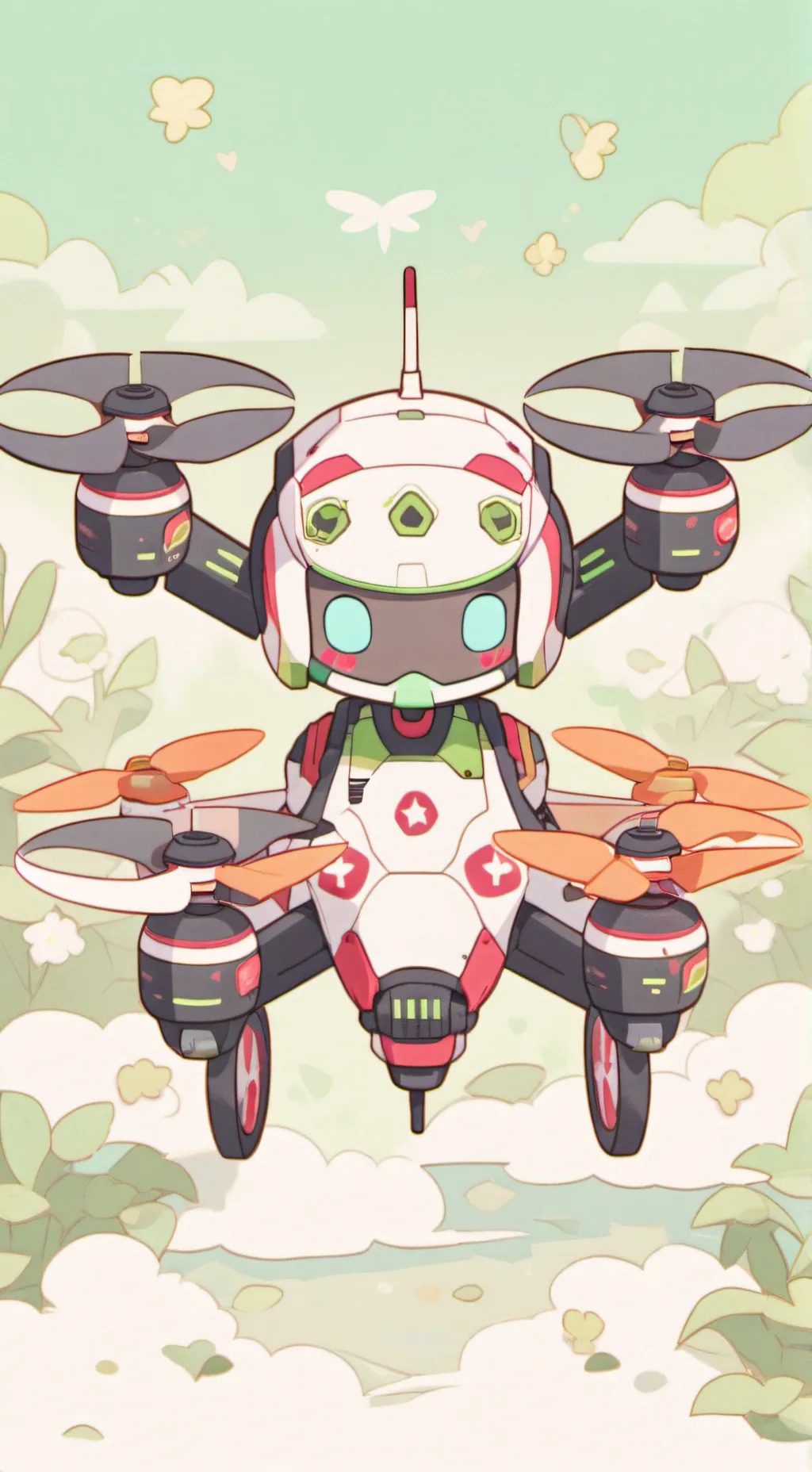 ai character: Chibi drones  background