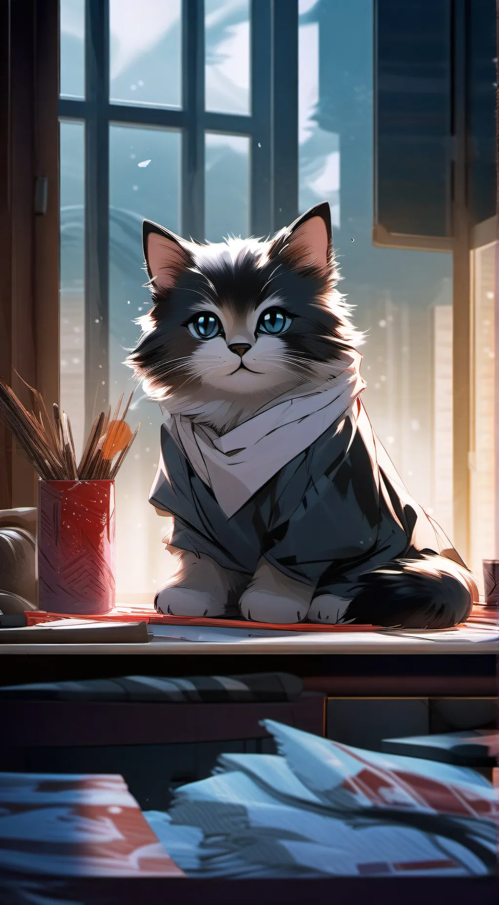 ai character: cat?? background