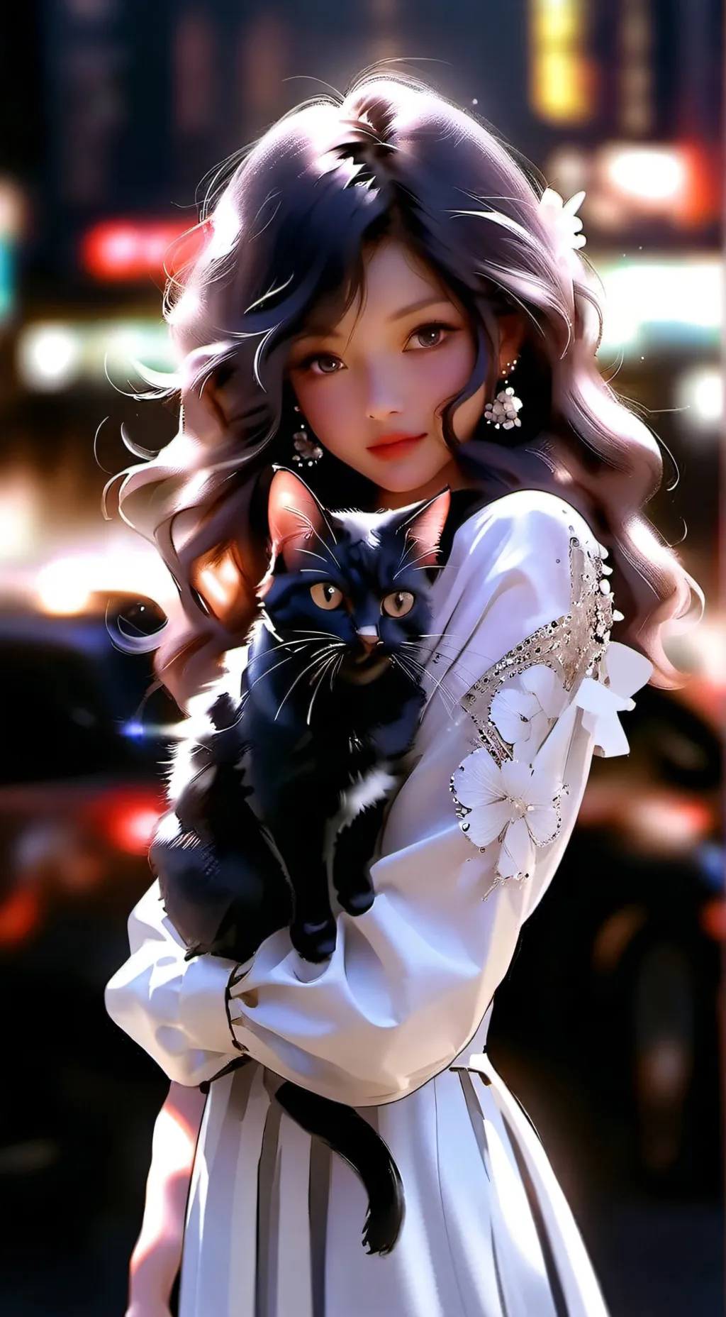 ai character: mimi and her cat background