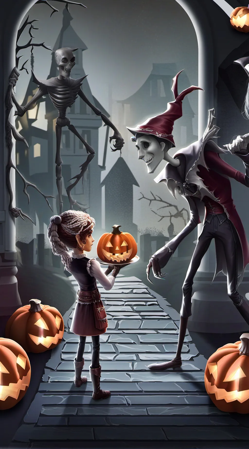 ai character: kny halloween background