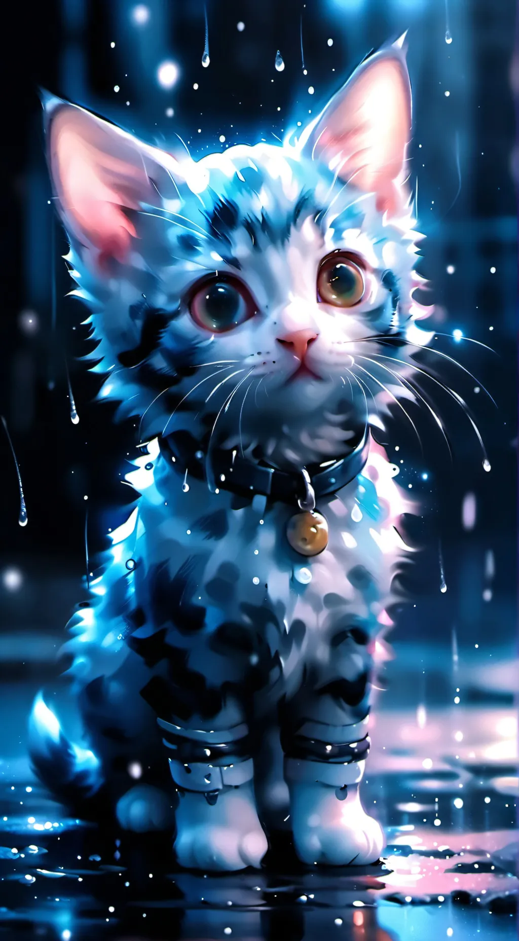 ai character: Sad kitty  background