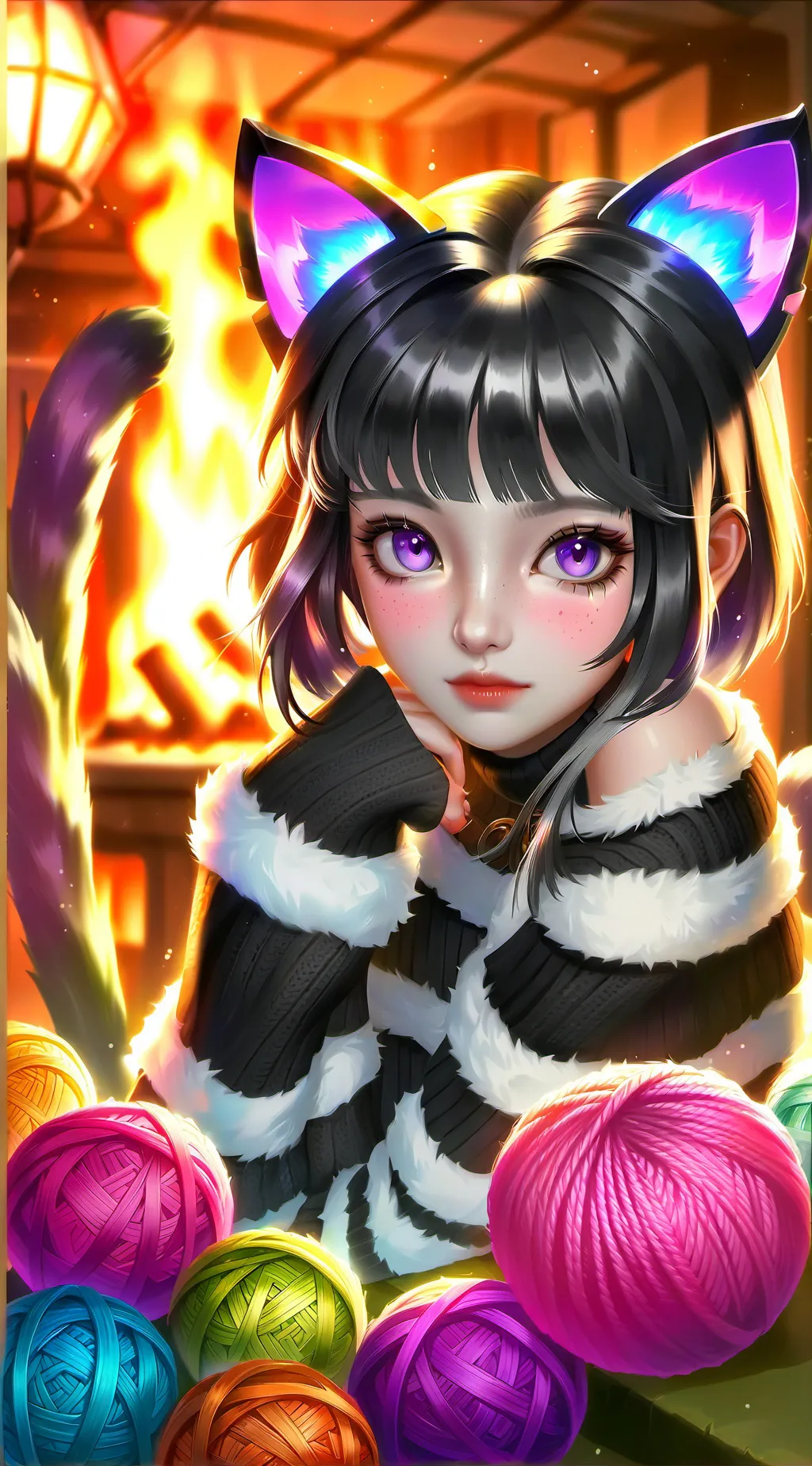 ai character: Stripy the Yarn En background