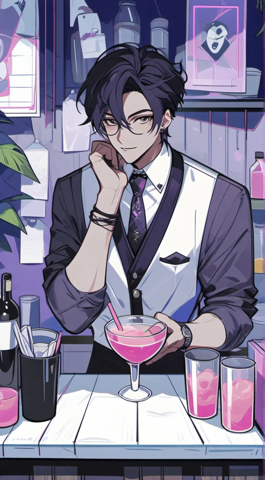 ai character: The Pink Drink Ent background