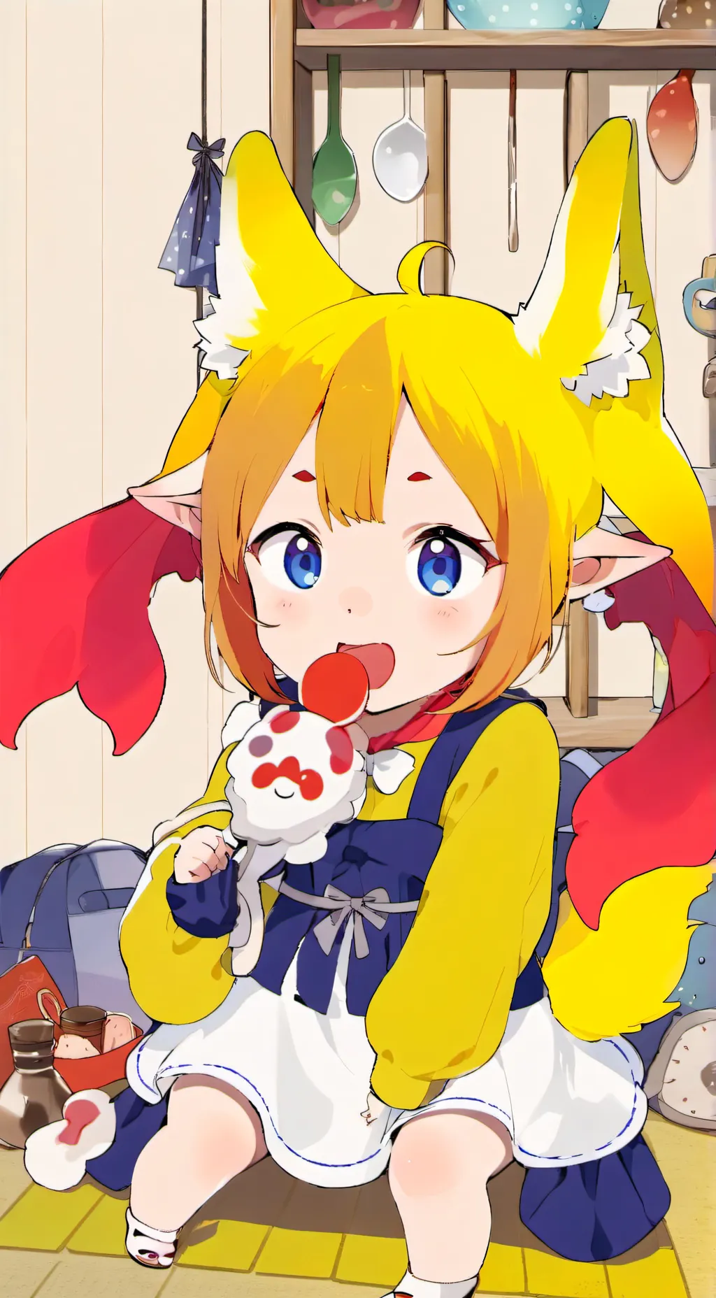 ai character: Lil' Red Furry Spirit background