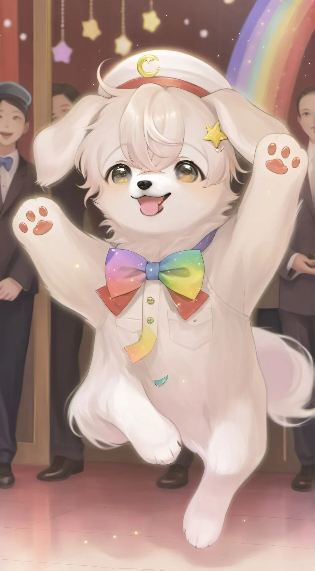 ai character: Rainbow background