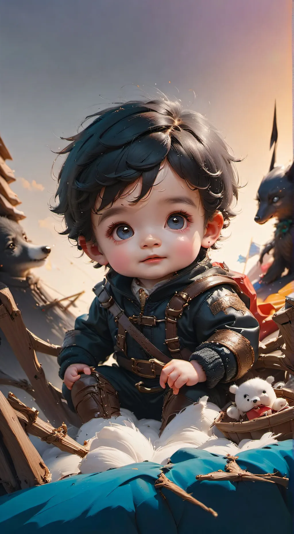 ai character: baby factory background