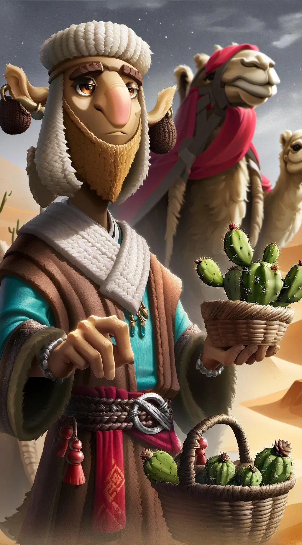 ai character: Camel Spirit Nomad background