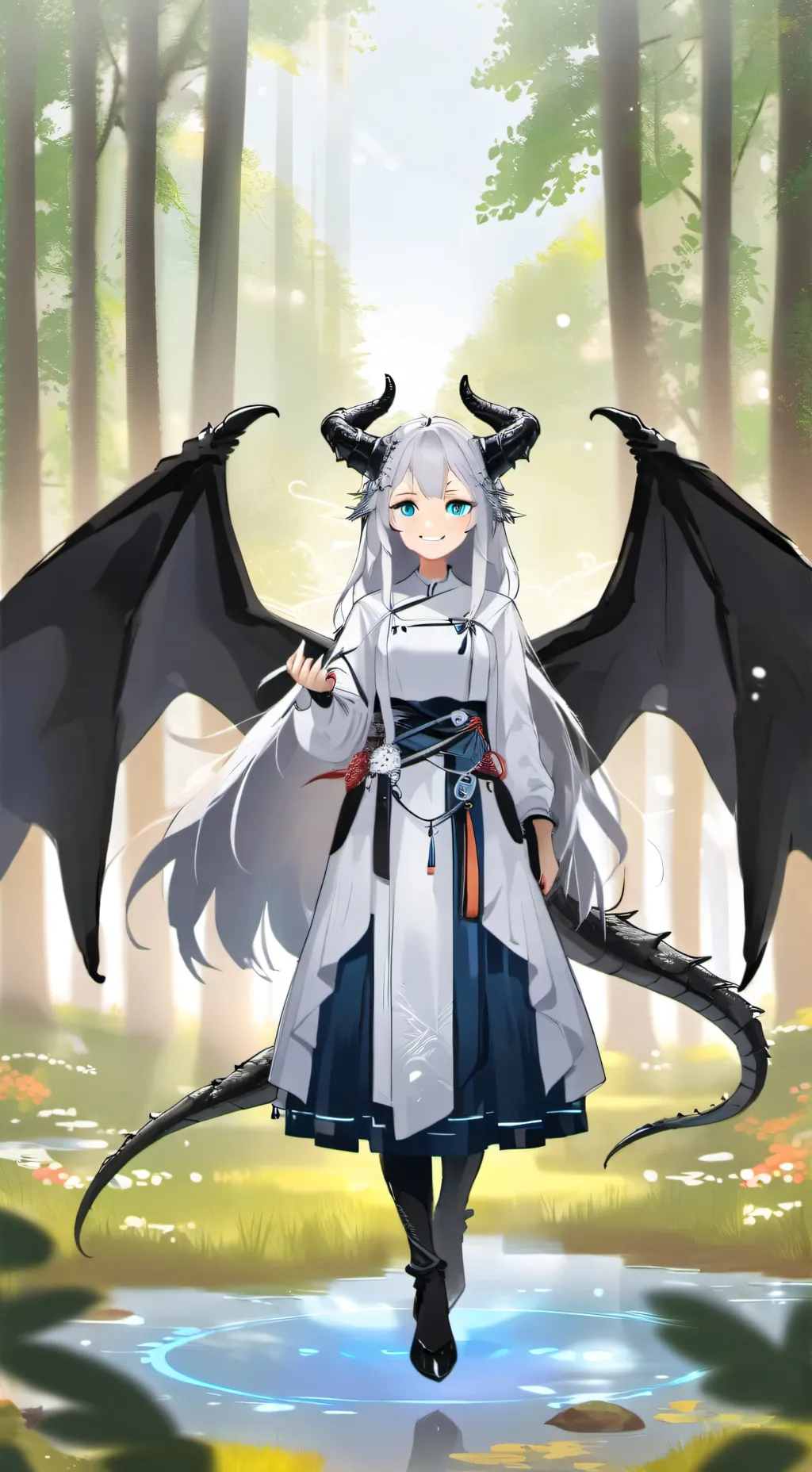 ai character: Reina black dragon background