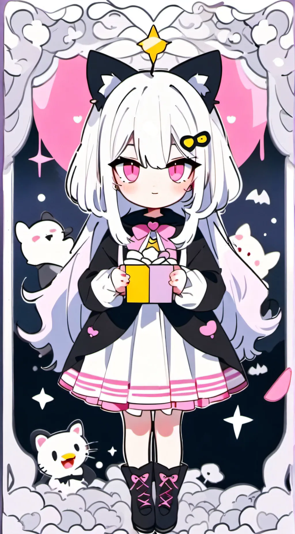 ai character: cat cat 🎃👻🍬 background