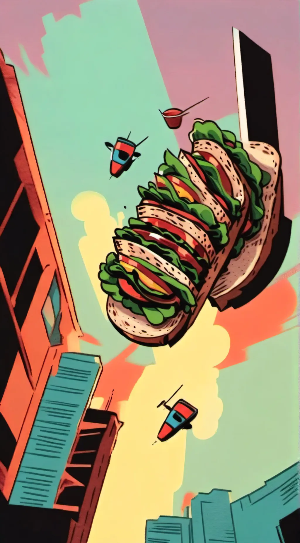 ai character: sandwich  background