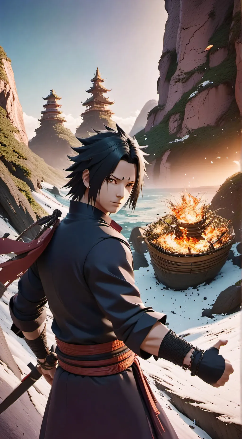 ai character: Sasuke uchiha  background