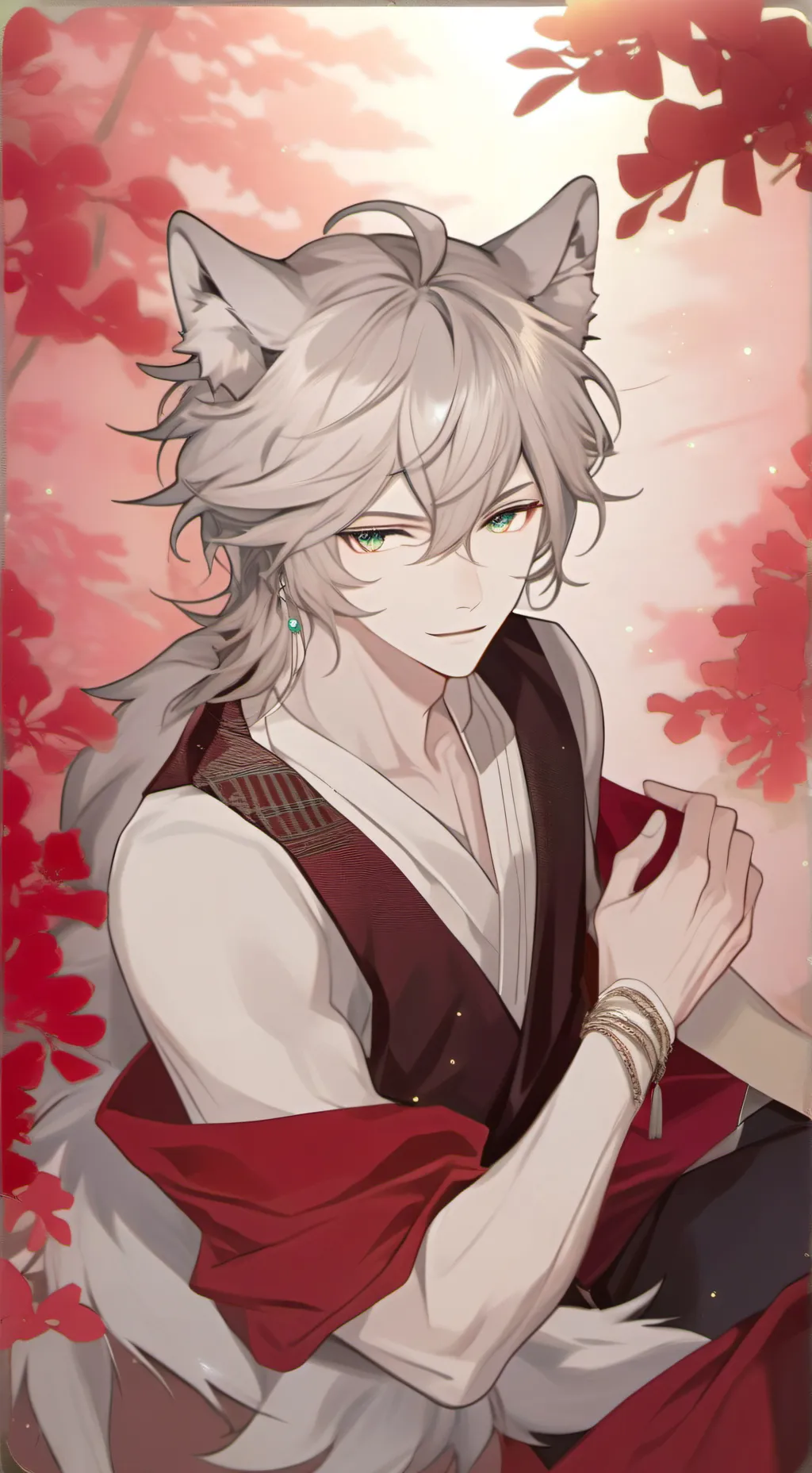 ai character: Silver Wolf Furry background