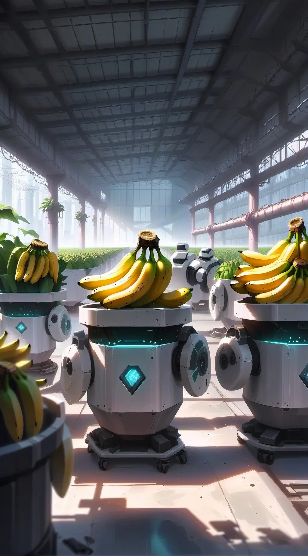 ai character: Banana factory  background