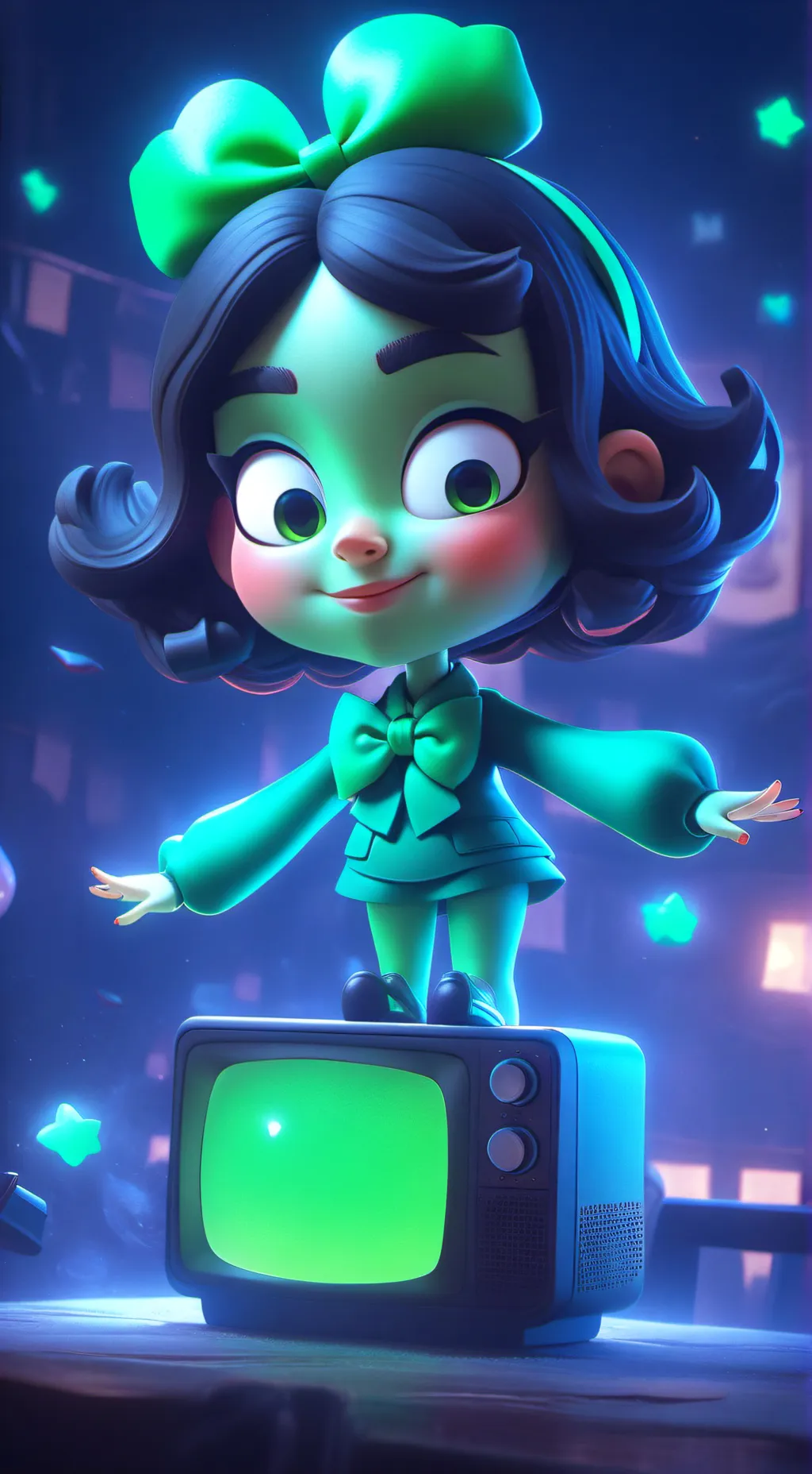 ai character: -VEE THE TV- background