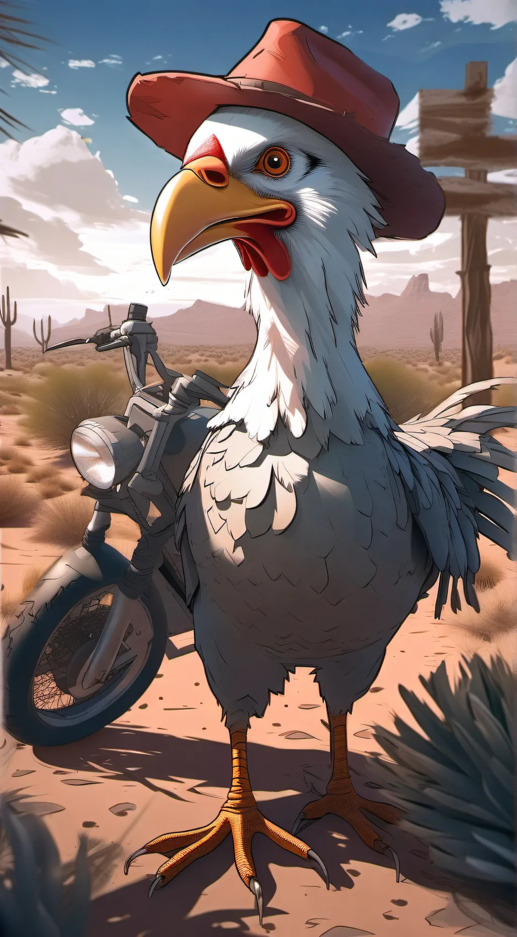 ai character: FreedoM ChickeN  background
