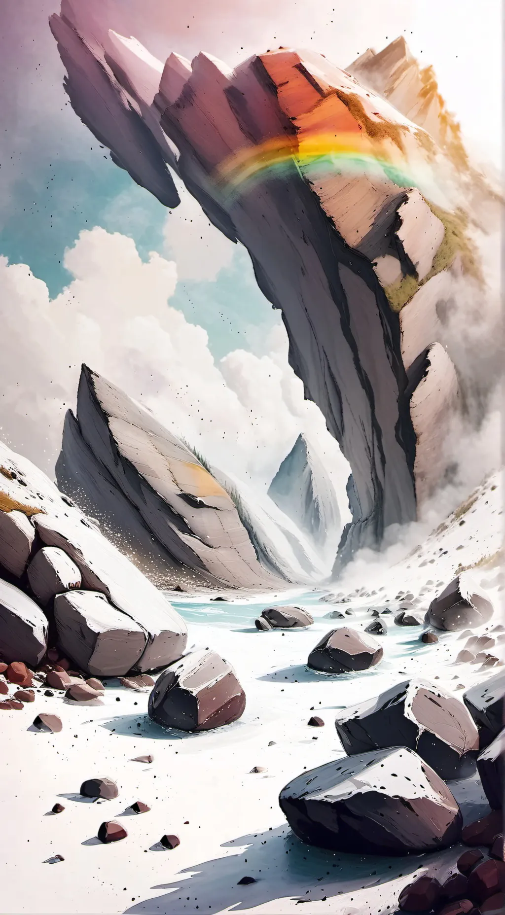 ai character: Rainbow rocks  background