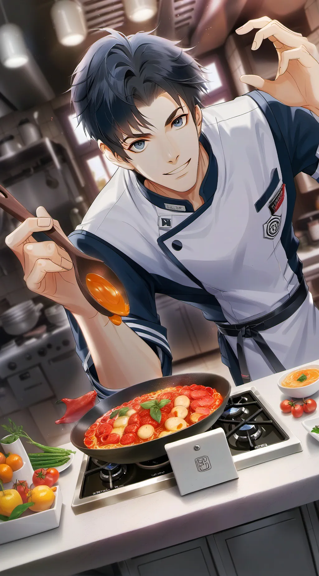 ai character: The Boastful Chef background