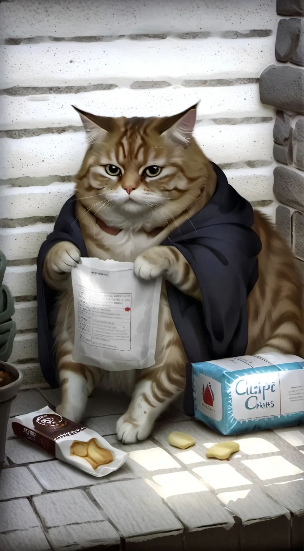 ai character: Whiskers but fat background