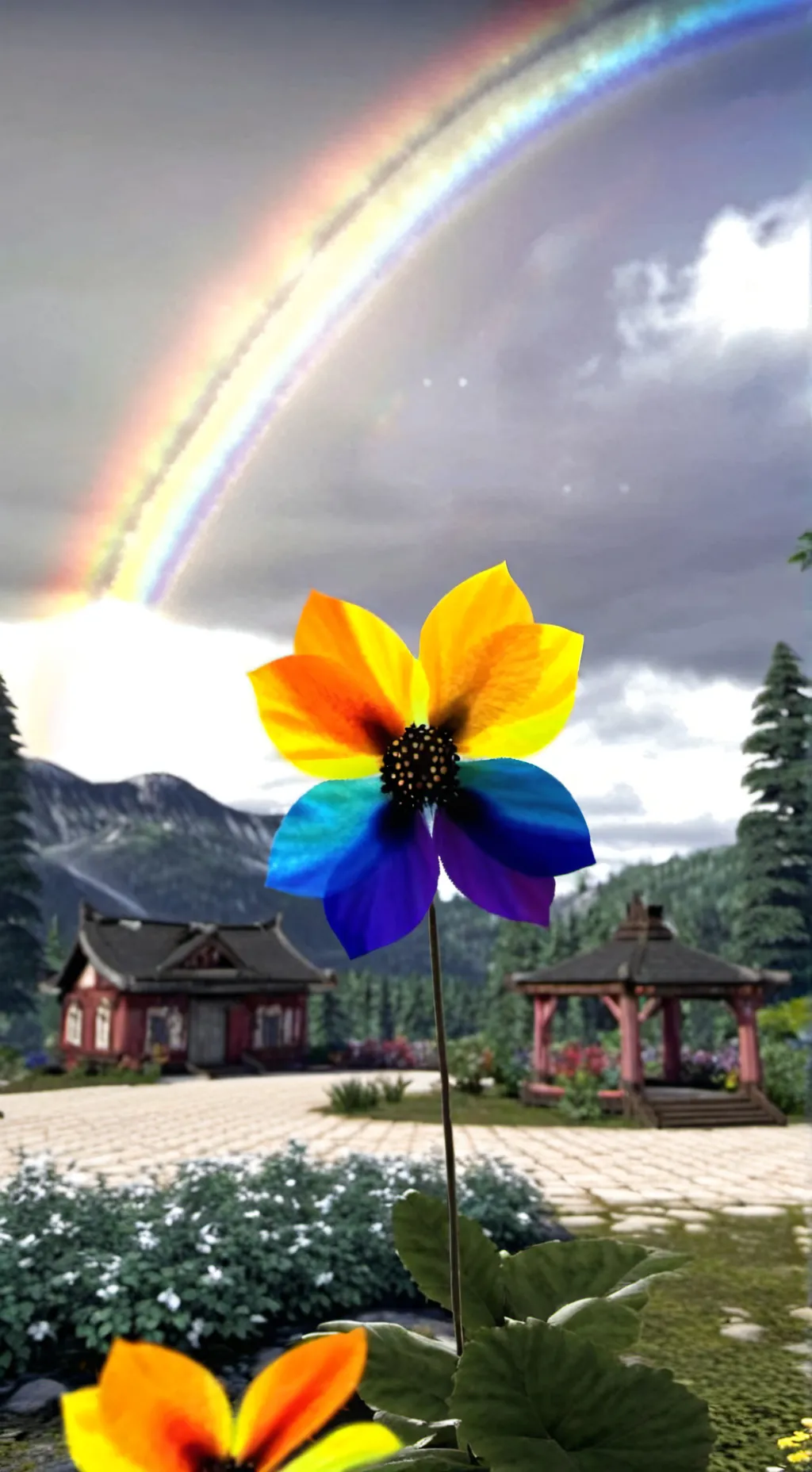 ai character: DW X GROW A GARDEN background