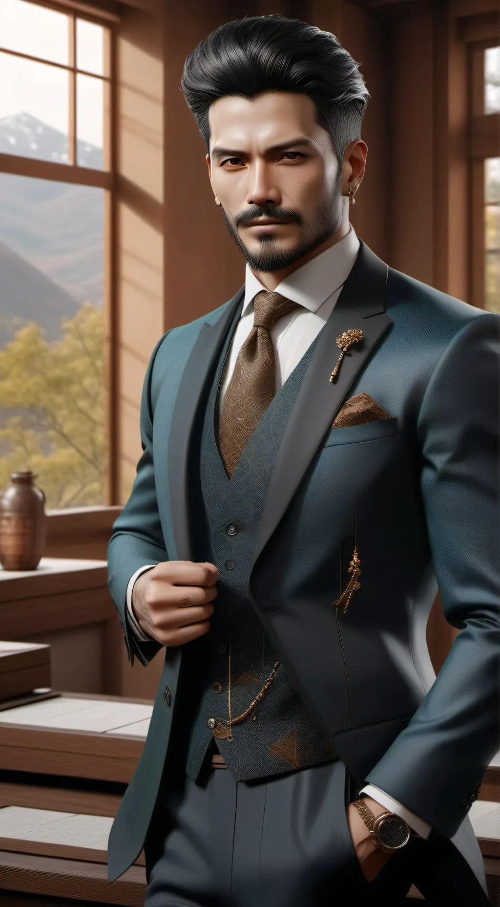 ai character: working Gojo background