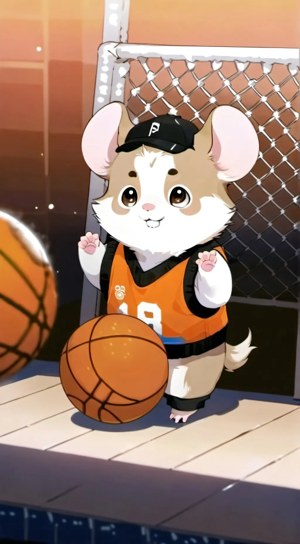ai character: Basketball hamster background