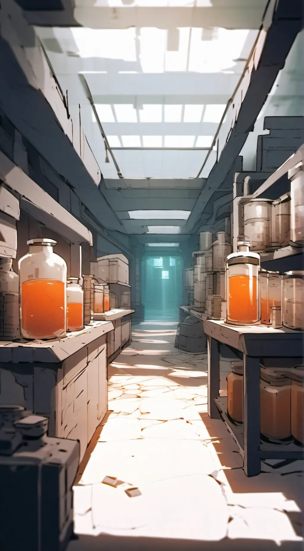 ai character: Mha abandoned lab background