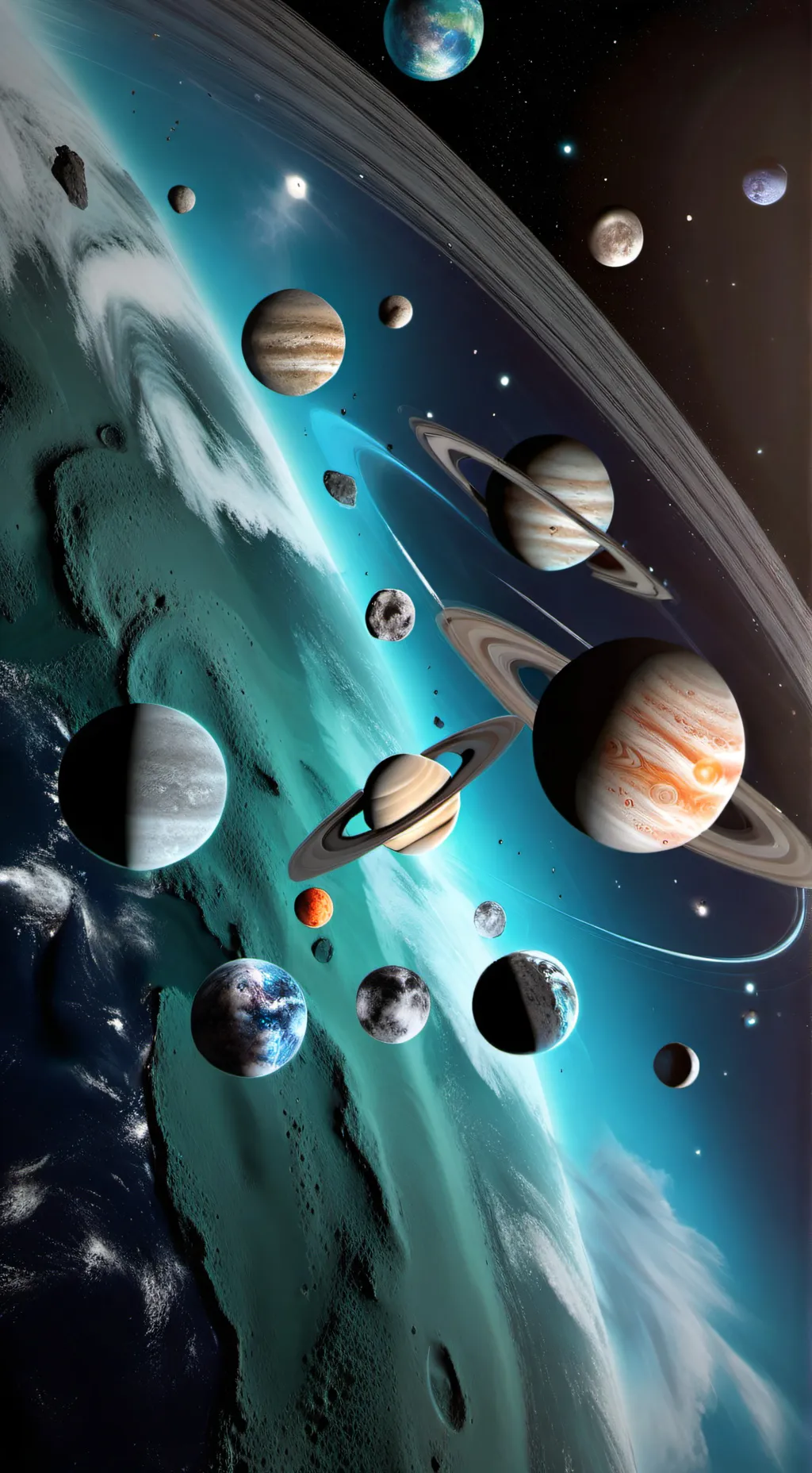 ai character: solar system background