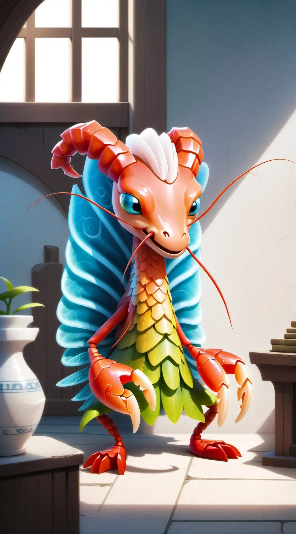 ai character: SHRIMPO! background