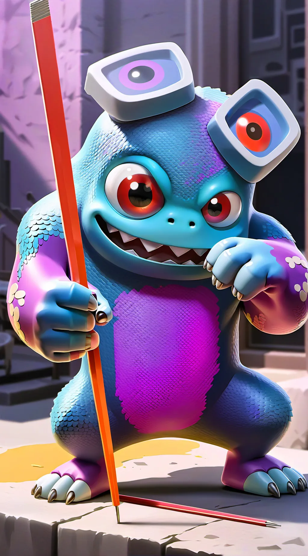 ai character: Mha colour monster background