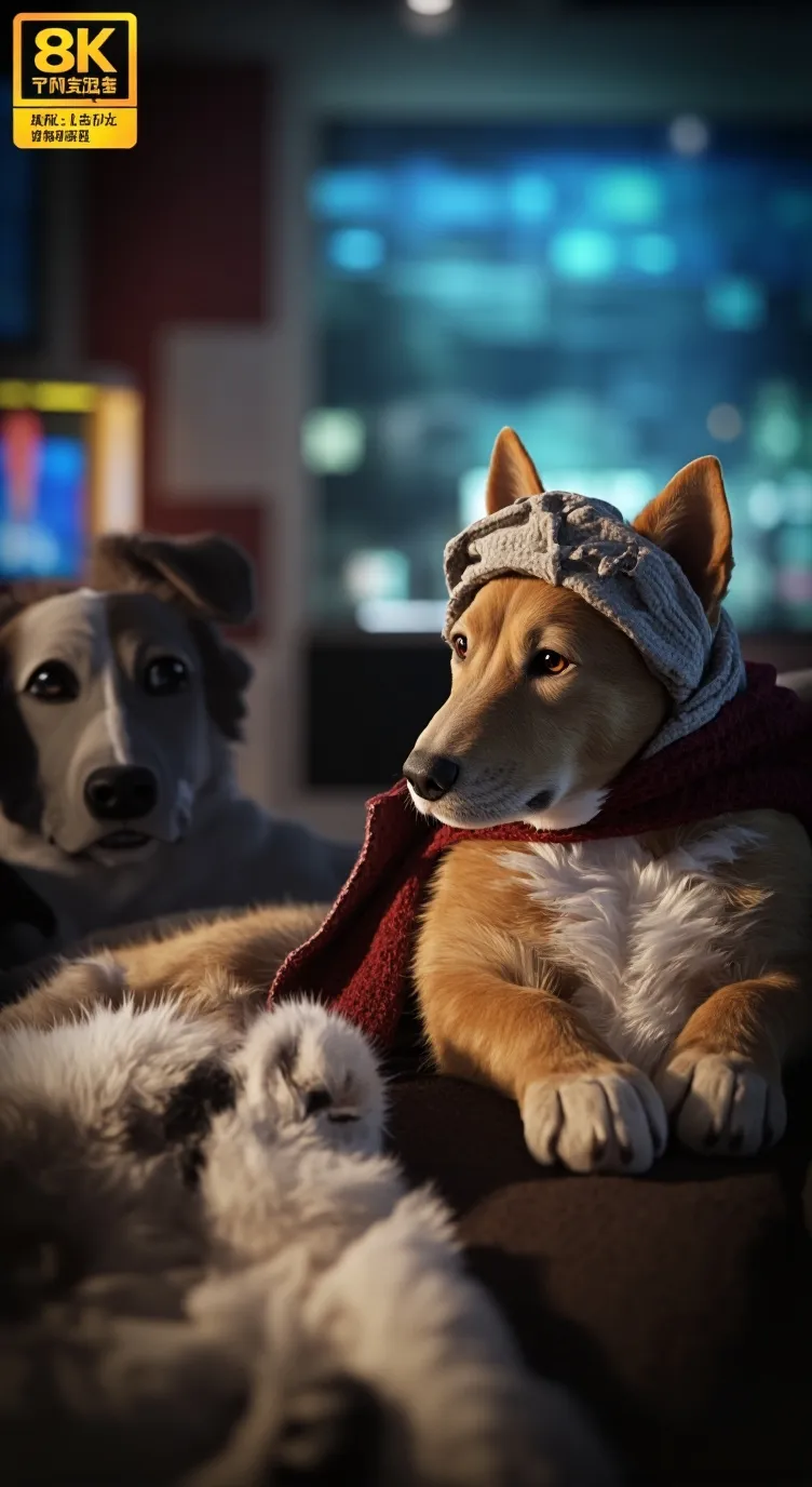 ai character: fluffy dogs&cat background