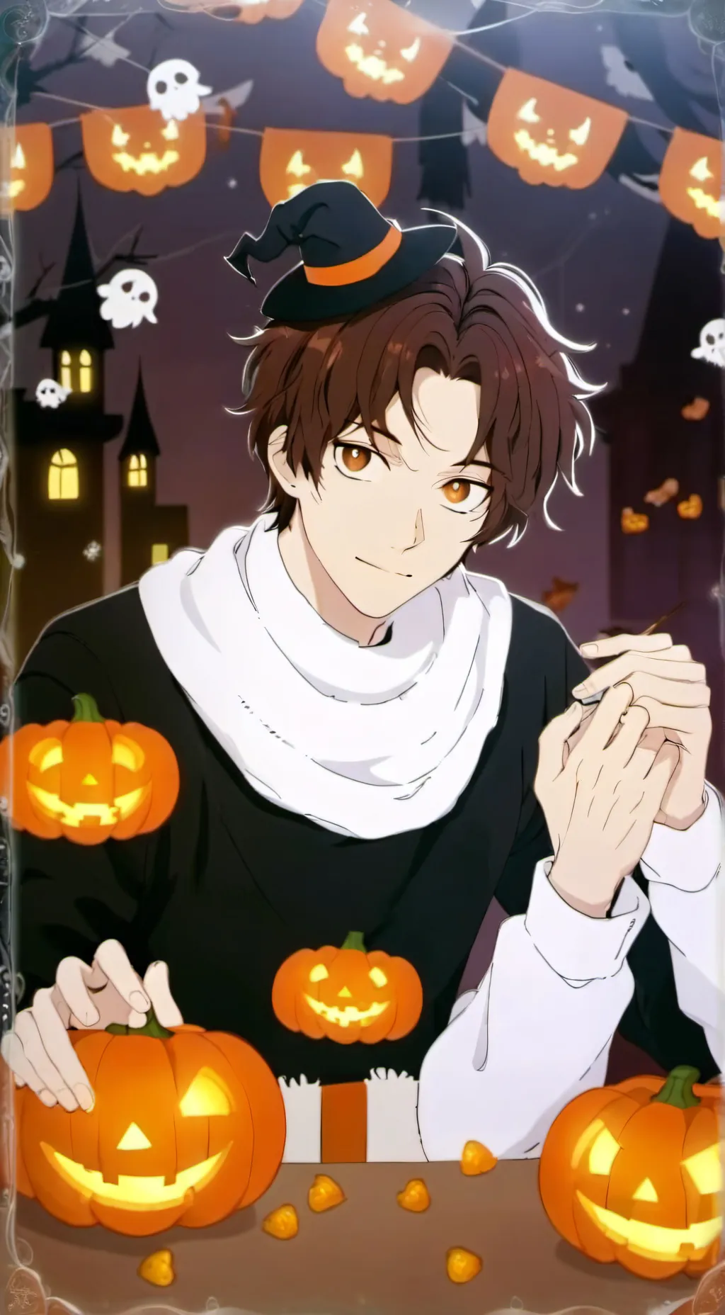 ai character: mha hallowen party background