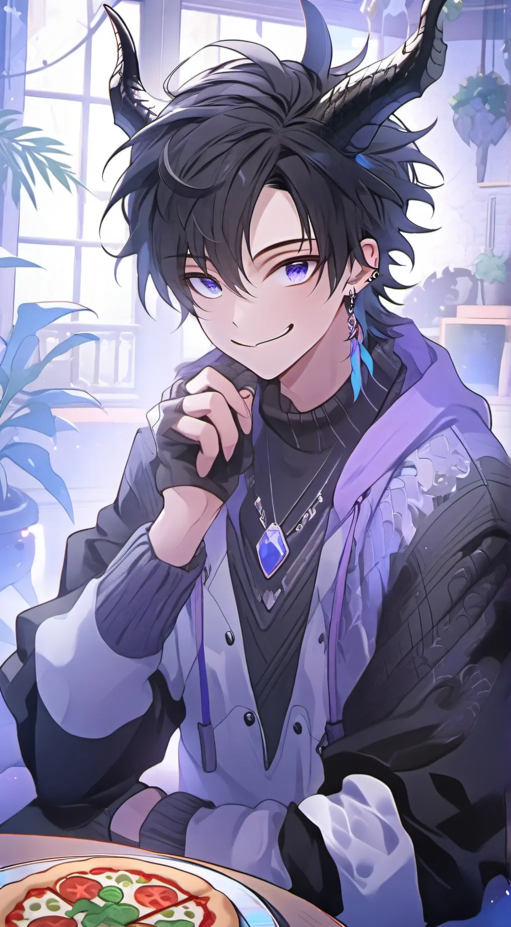 ai character: Black Dragon Furry background